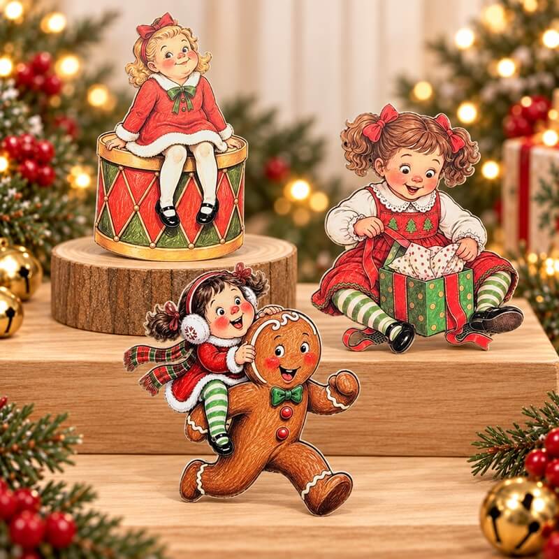 🎅🤶🧑‍🎄Vintage Christmas Character Cardstock