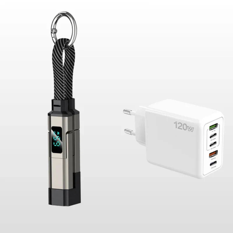 ⏳Limited-time 50% off⏰4-in-1 Digital Display Keychain Charging Cable🔋📱
