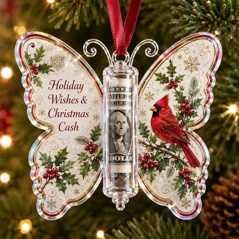 🦋💵 3D Embossed Butterfly Christmas Cash Gift Ornament – Holiday Money Holder Keepsake ✨