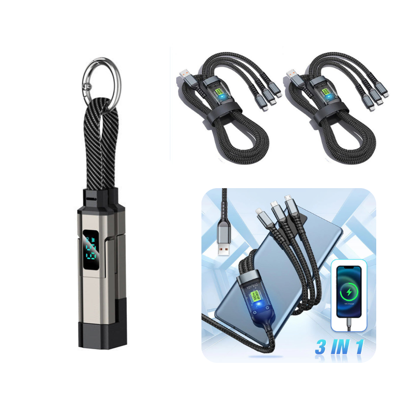 ⏳Limited-time 50% off⏰4-in-1 Digital Display Keychain Charging Cable🔋📱