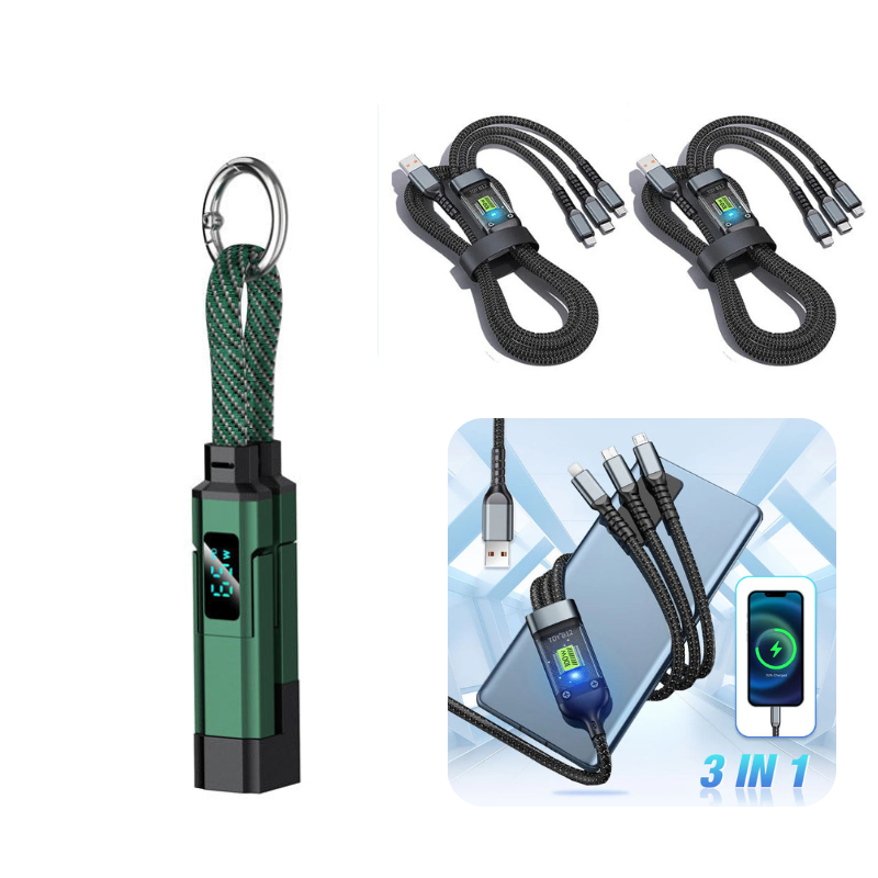 ⏳Limited-time 50% off⏰4-in-1 Digital Display Keychain Charging Cable🔋📱