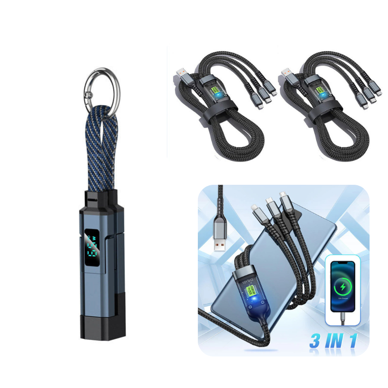 ⏳Limited-time 50% off⏰4-in-1 Digital Display Keychain Charging Cable🔋📱