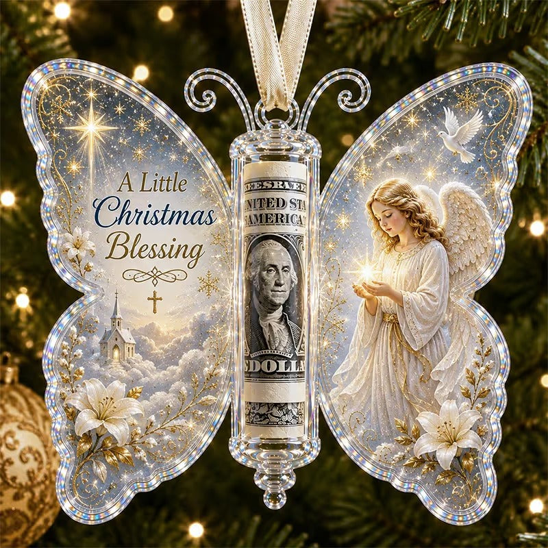 🦋💵 3D Embossed Butterfly Christmas Cash Gift Ornament – Holiday Money Holder Keepsake ✨