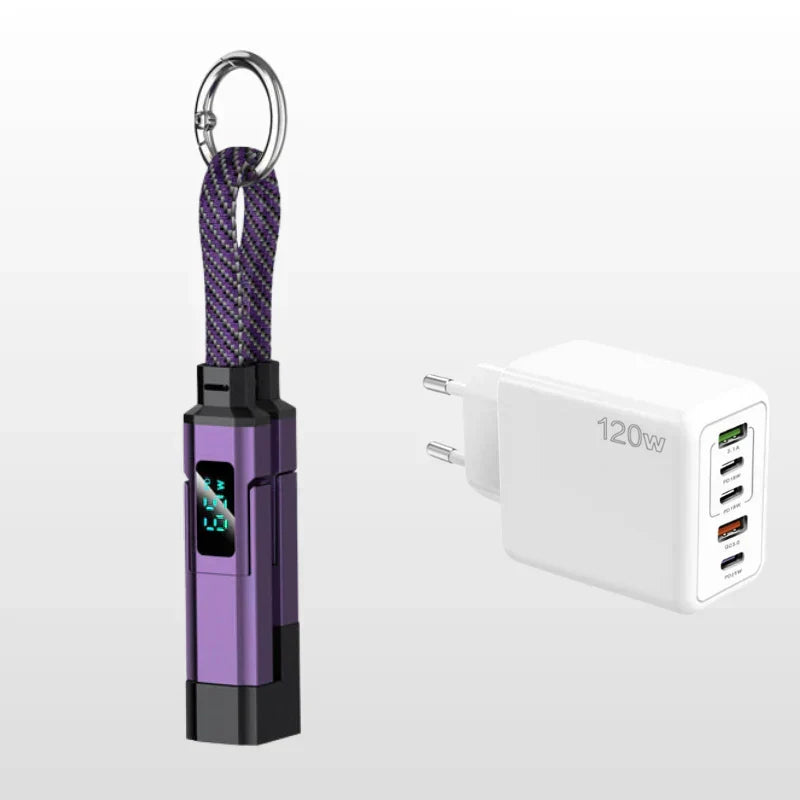 ⏳Limited-time 50% off⏰4-in-1 Digital Display Keychain Charging Cable🔋📱