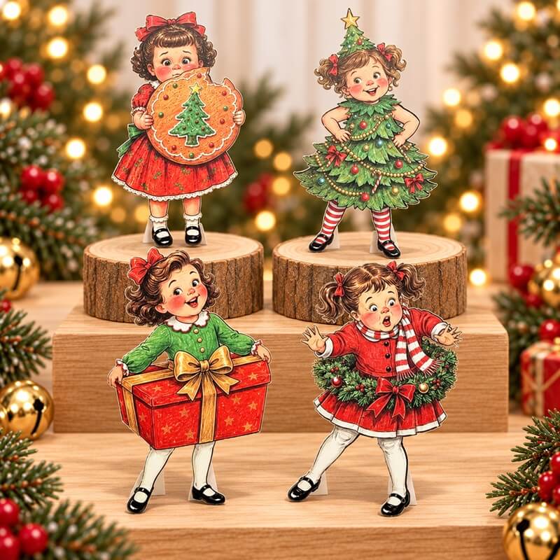 🎅🤶🧑‍🎄Vintage Christmas Character Cardstock