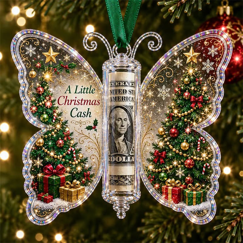 🦋💵 3D Embossed Butterfly Christmas Cash Gift Ornament – Holiday Money Holder Keepsake ✨