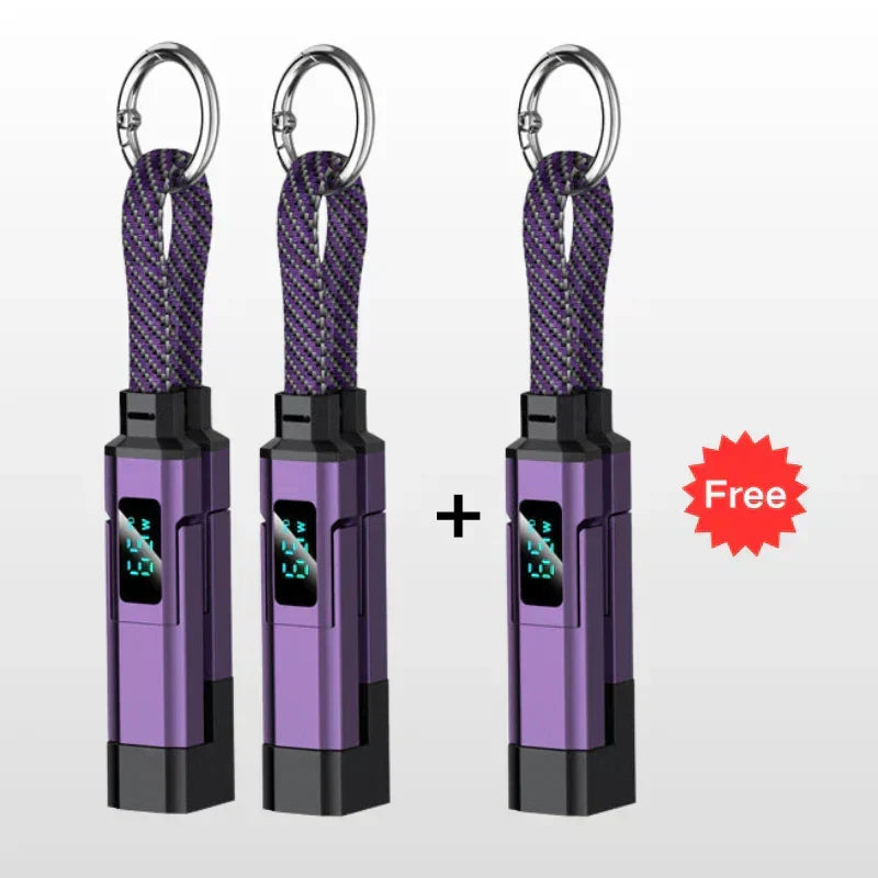 ⏳Limited-time 50% off⏰4-in-1 Digital Display Keychain Charging Cable🔋📱