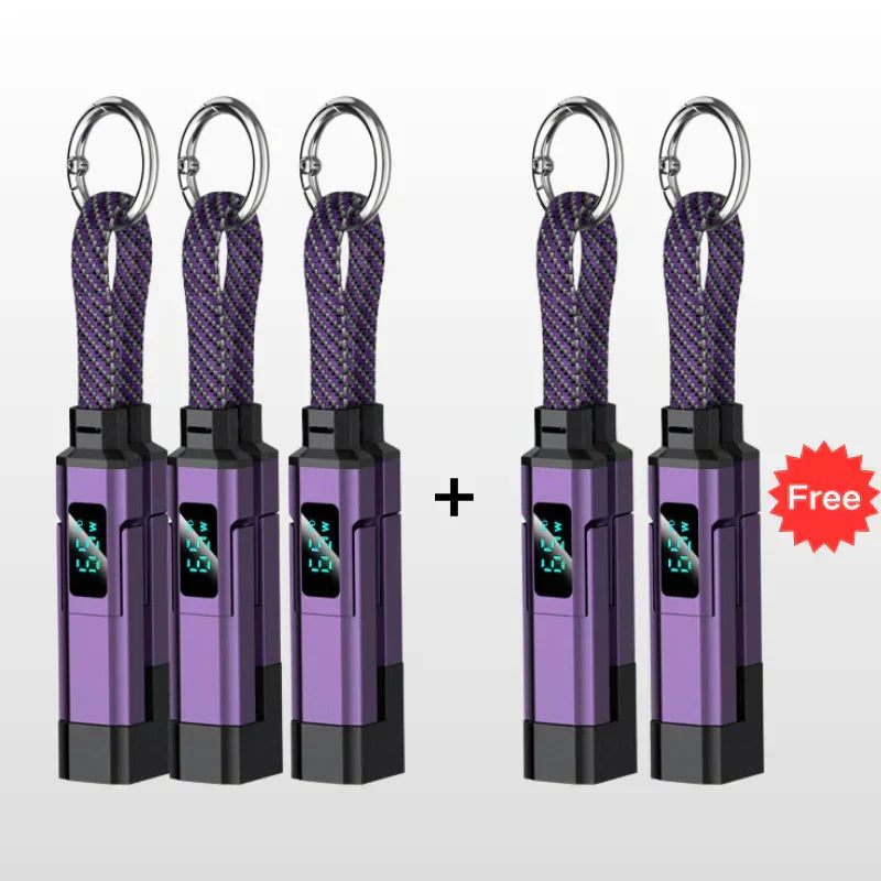 ⏳Limited-time 50% off⏰4-in-1 Digital Display Keychain Charging Cable🔋📱