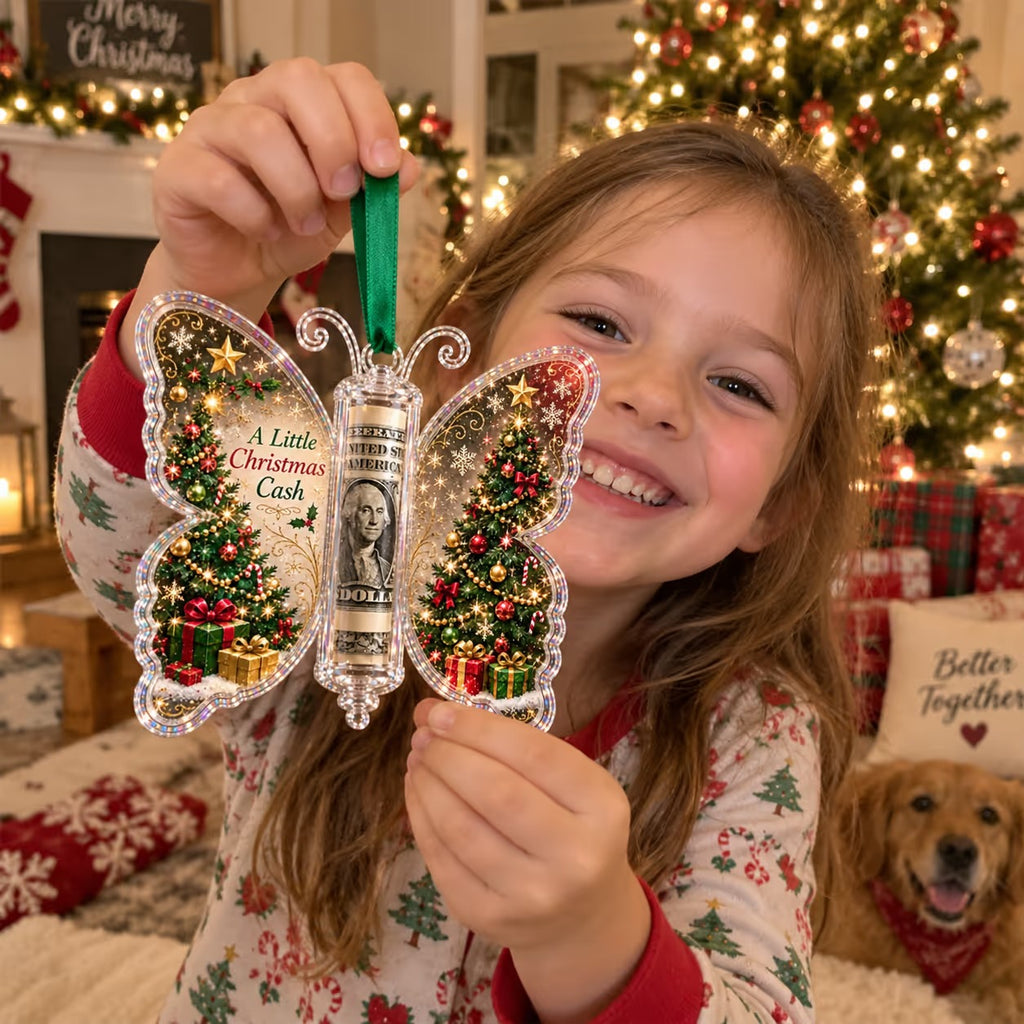 🦋💵 3D Embossed Butterfly Christmas Cash Gift Ornament – Holiday Money Holder Keepsake ✨