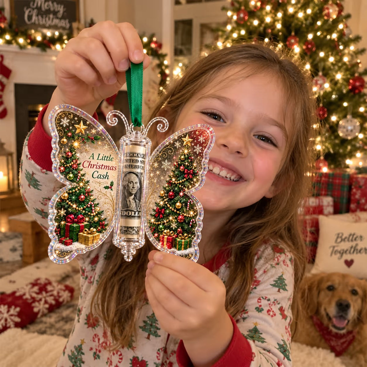 🦋💵 3D Embossed Butterfly Christmas Cash Gift Ornament – Holiday Money Holder Keepsake ✨