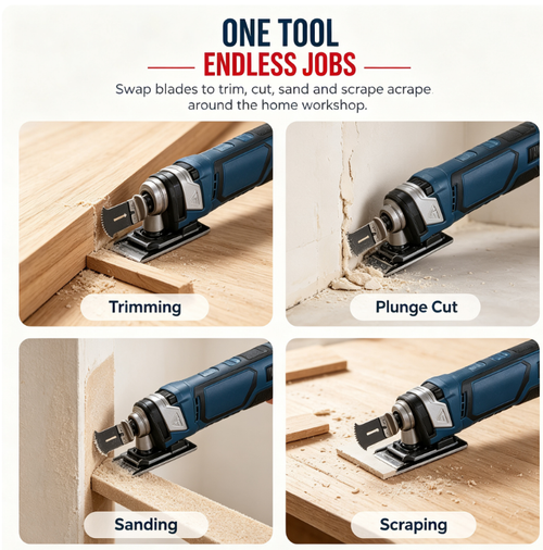 12V Cordless PrecisionCutter - Compact Multi-Function DIY Detail &Plunge Cutting Tool
