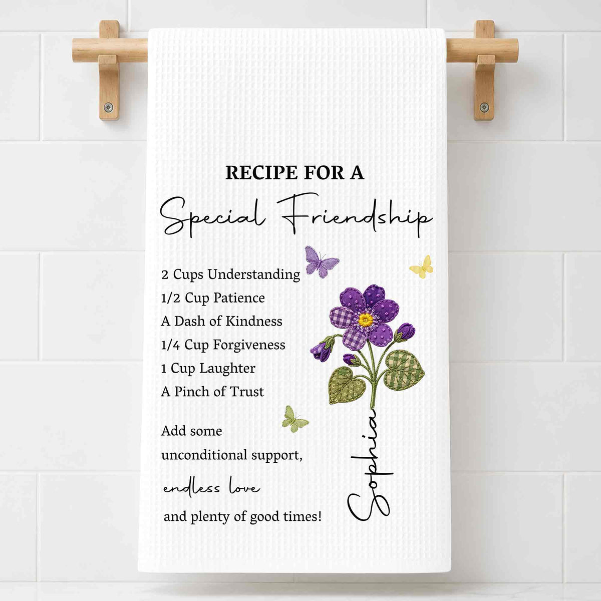 Recipe For A Special Friendship With Personalized Birth Month Flower - Personalized Kitchen Towel - BST712_TOWL