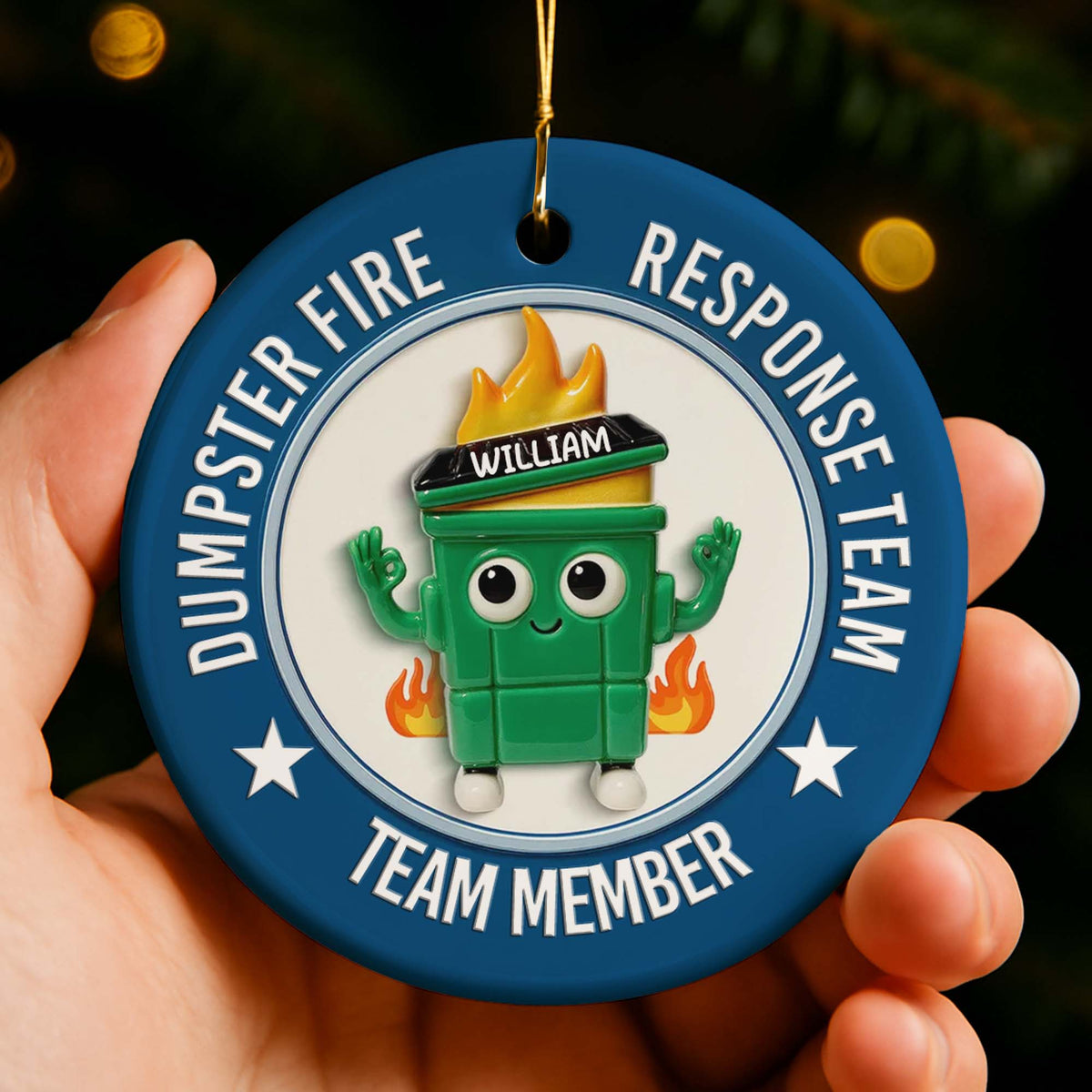 Dumpster Fire Response Team Team Leader Ornament - Personalized Custom Ceramic Ornament With Round Shape - COL053_RCE
