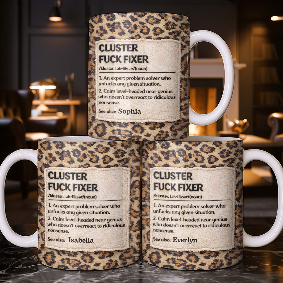 Cluster F❤️ck Fixer Leopard Print Mug - Personalized Custom Coffee Mug - COL130_MG
