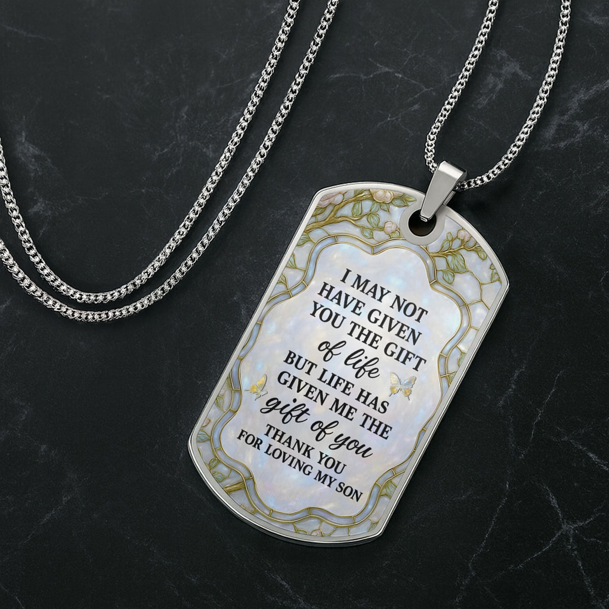 To My Daughter-In-Law, Thank You For Loving My Son - Personalized Custom Dog Tag Necklace - DILA001_DTNECK