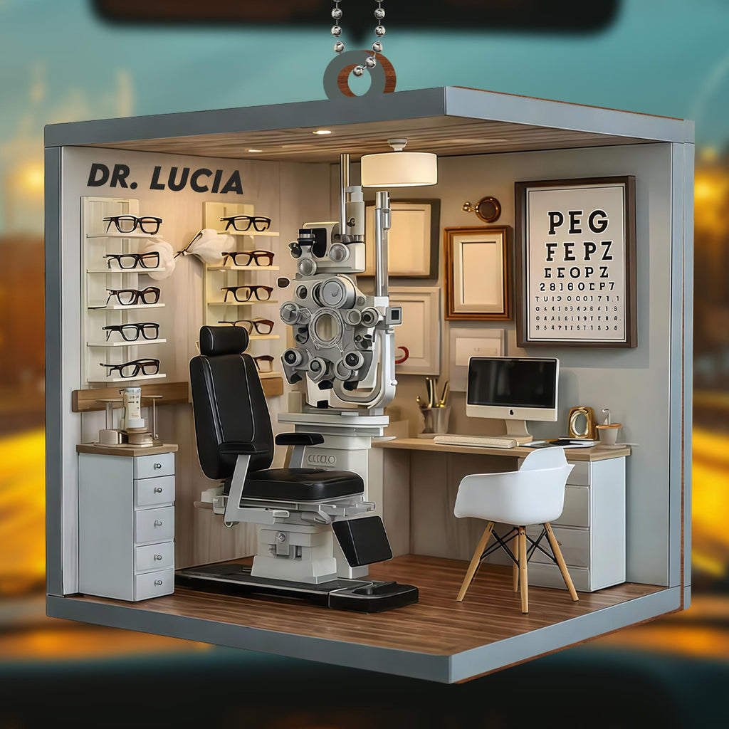 Celebrate the Spirit of Care, Optometry Equipment and Glasses - Personalized Custom Wood Ornament, Car Hanging Ornament - DOC071_WCA