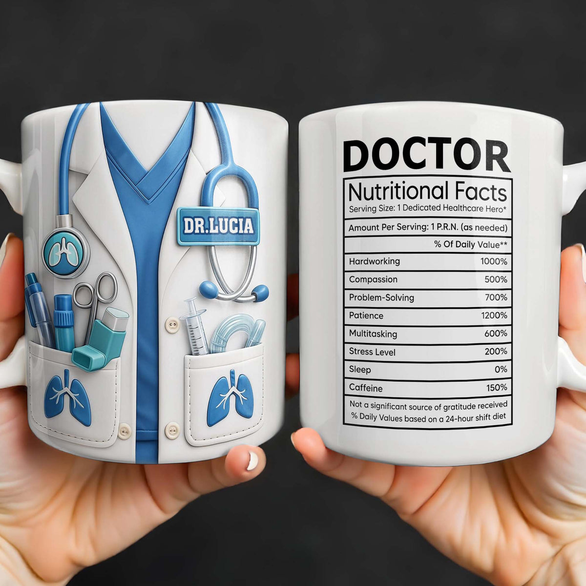 Doctor Nutritional Facts Dedicated Healthcare Hero - Personalized Custom Coffee Mug - DOC092_MG