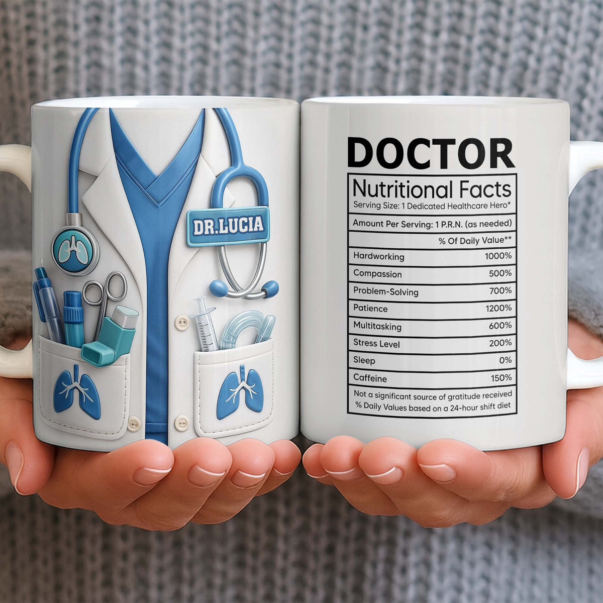 Doctor Nutritional Facts Dedicated Healthcare Hero - Personalized Custom Coffee Mug - DOC092_MG