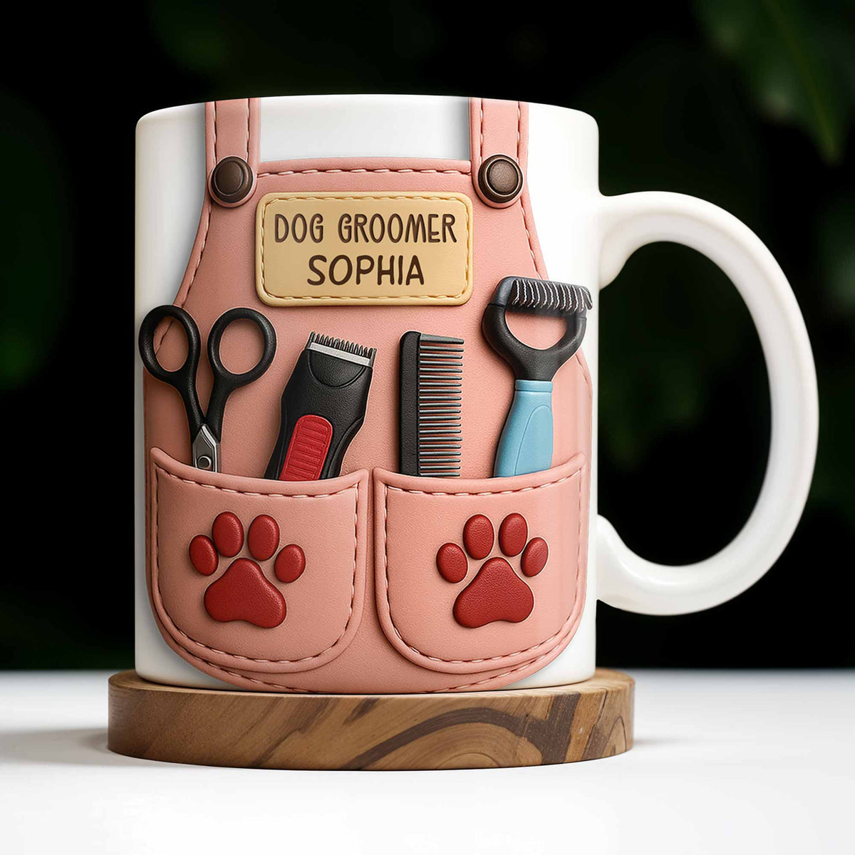Celebrate Your Favorite Dog Groomer, Scissors And Paw Prints - Personalized Custom Coffee Mug - DOG063_MG