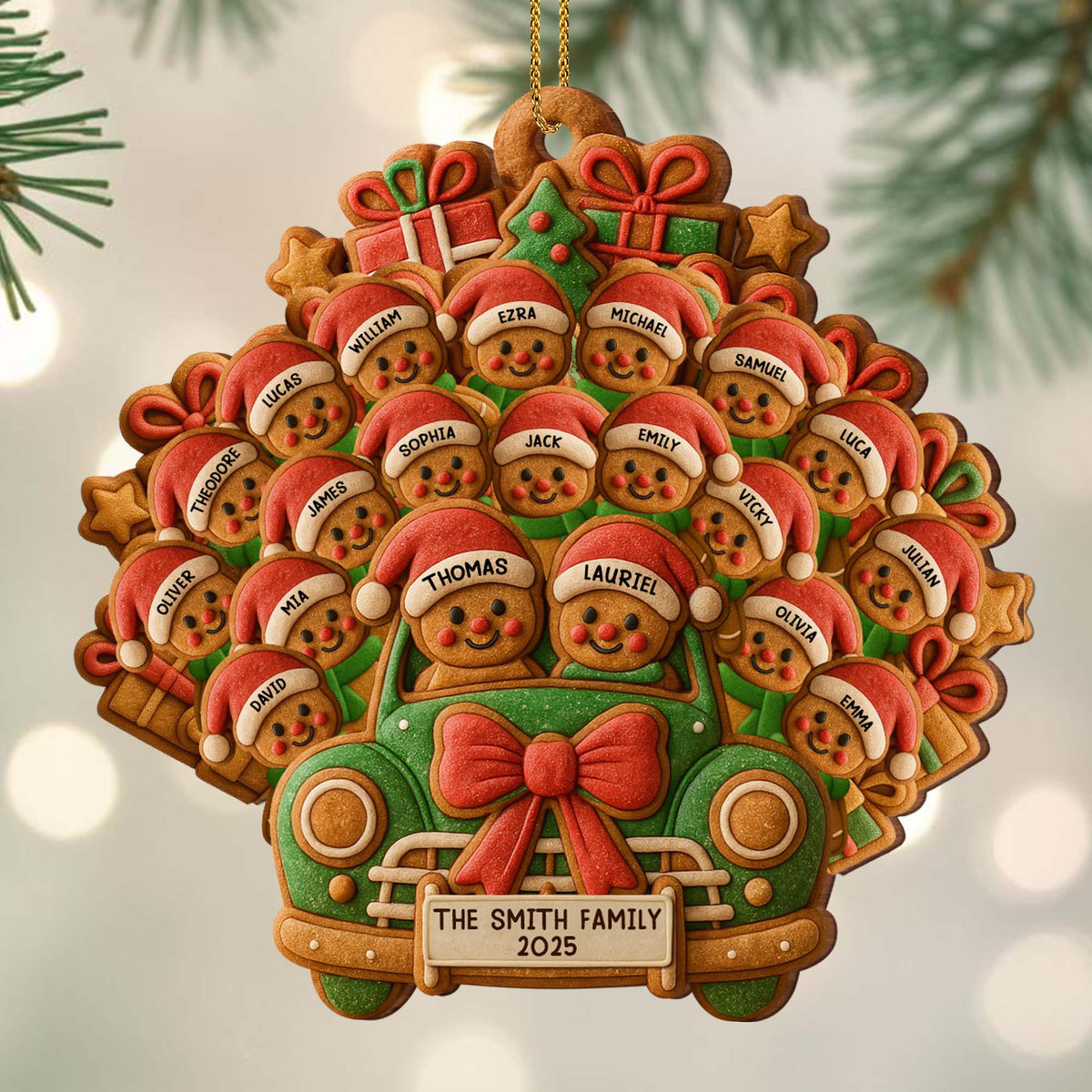 Celebrate Your Family's Holiday With Custom Van And Bears Ornament - Personalized Custom Wood Ornament, Custom Shaped - FAM428_WDO