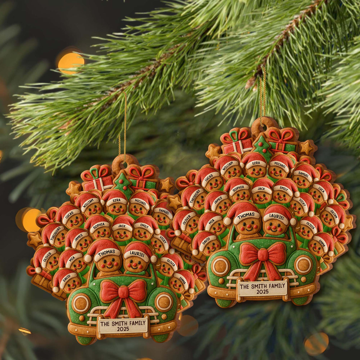 Celebrate Your Family's Holiday With Custom Van And Bears Ornament - Personalized Custom Wood Ornament, Custom Shaped - FAM428_WDO