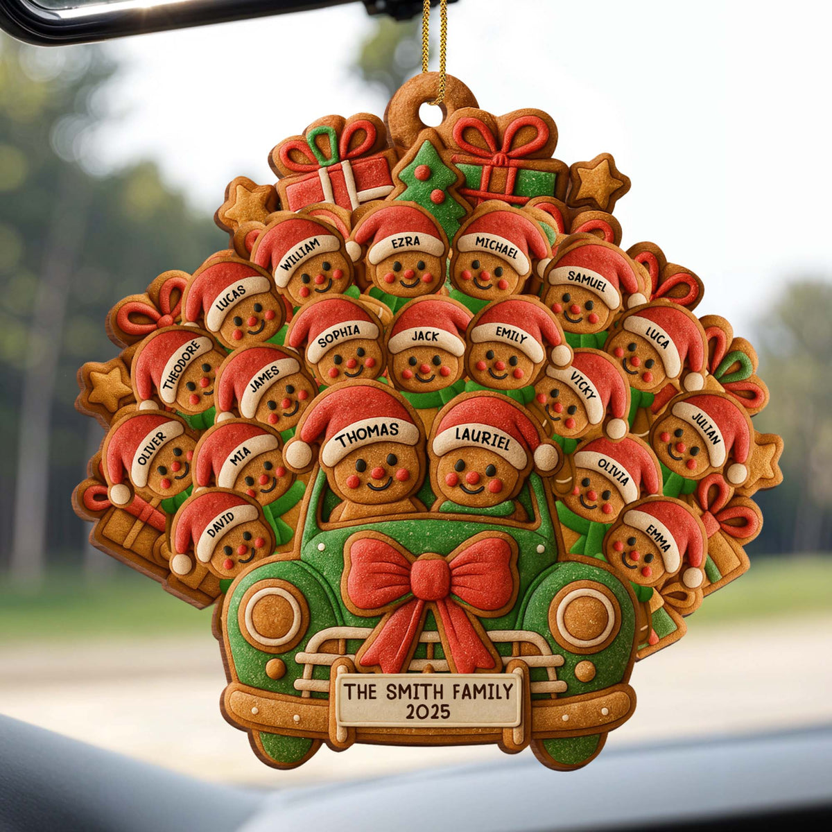 Celebrate Your Family's Holiday With Custom Van And Bears Ornament - Personalized Custom Wood Ornament, Custom Shaped - FAM428_WDO