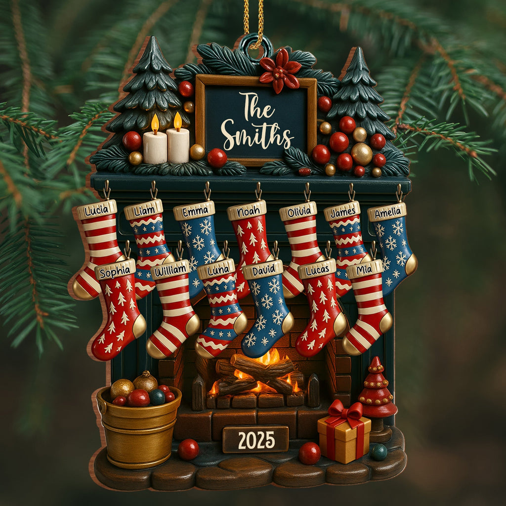 Holiday Gatherings Customized Family Name Wood Ornament - Personalized Custom Wood Ornament, Custom Shaped - FAM465_WDO