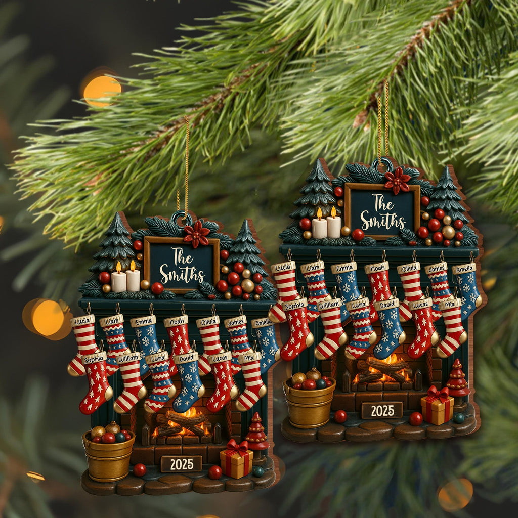 Holiday Gatherings Customized Family Name Wood Ornament - Personalized Custom Wood Ornament, Custom Shaped - FAM465_WDO