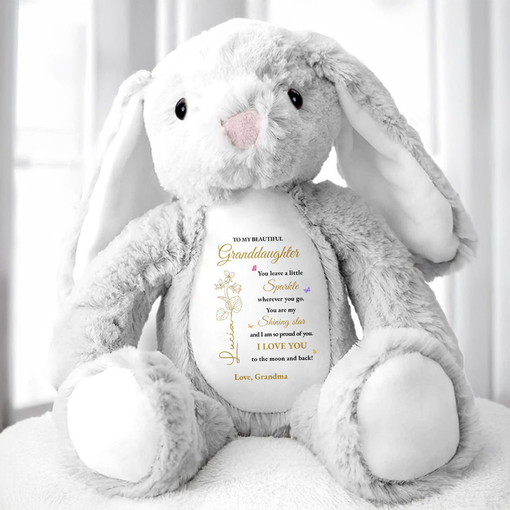 To My Beautiful Granddaughter, You leave a little Sparkle, Stuffed Bunny with Stars - Personalized Stuffed Bunny - GDT187_BUN