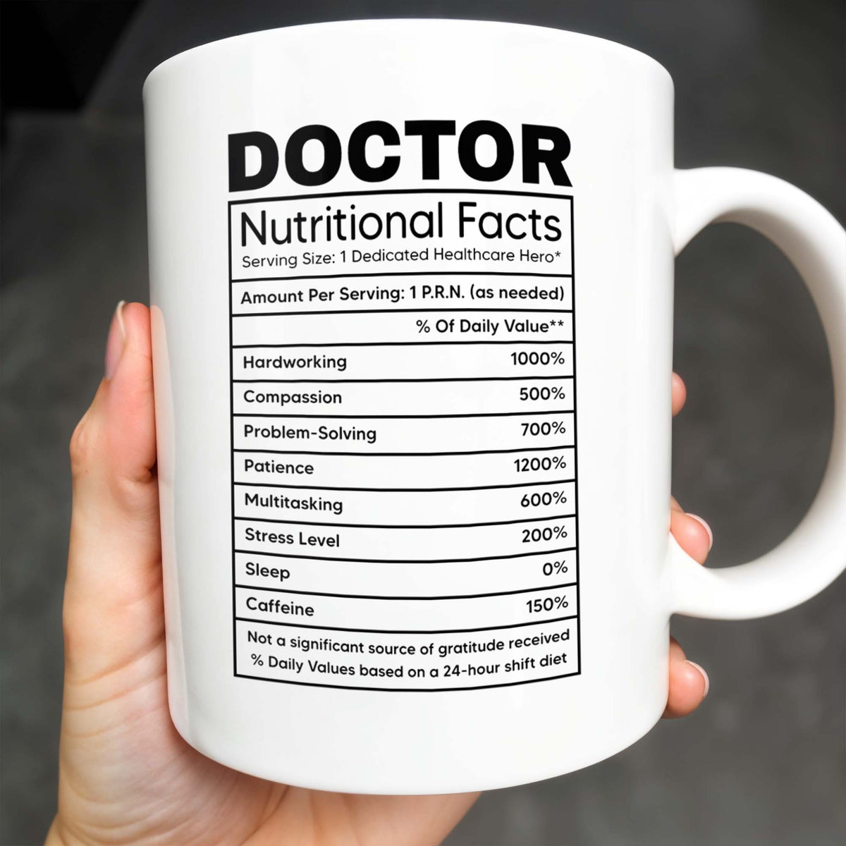 DOCTOR Nutritional Facts, Dedicated Healthcare Hero, Nutritional Label - Personalized Custom Coffee Mug - GRAD279_MG