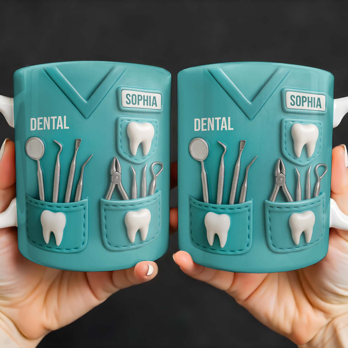 Dental Coffee Mug Featuring Dental Equipment Designs - Personalized Custom Coffee Mug - GRAD307_MG