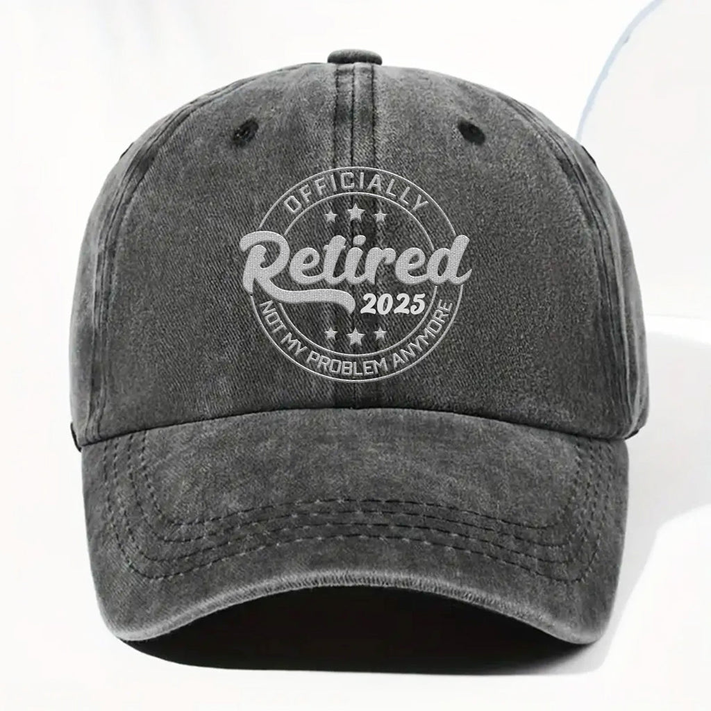 Officially Retired Not My Problem Anymore Cap - Personalized Custom Washed Denim Cap - GRP046_WDCAP