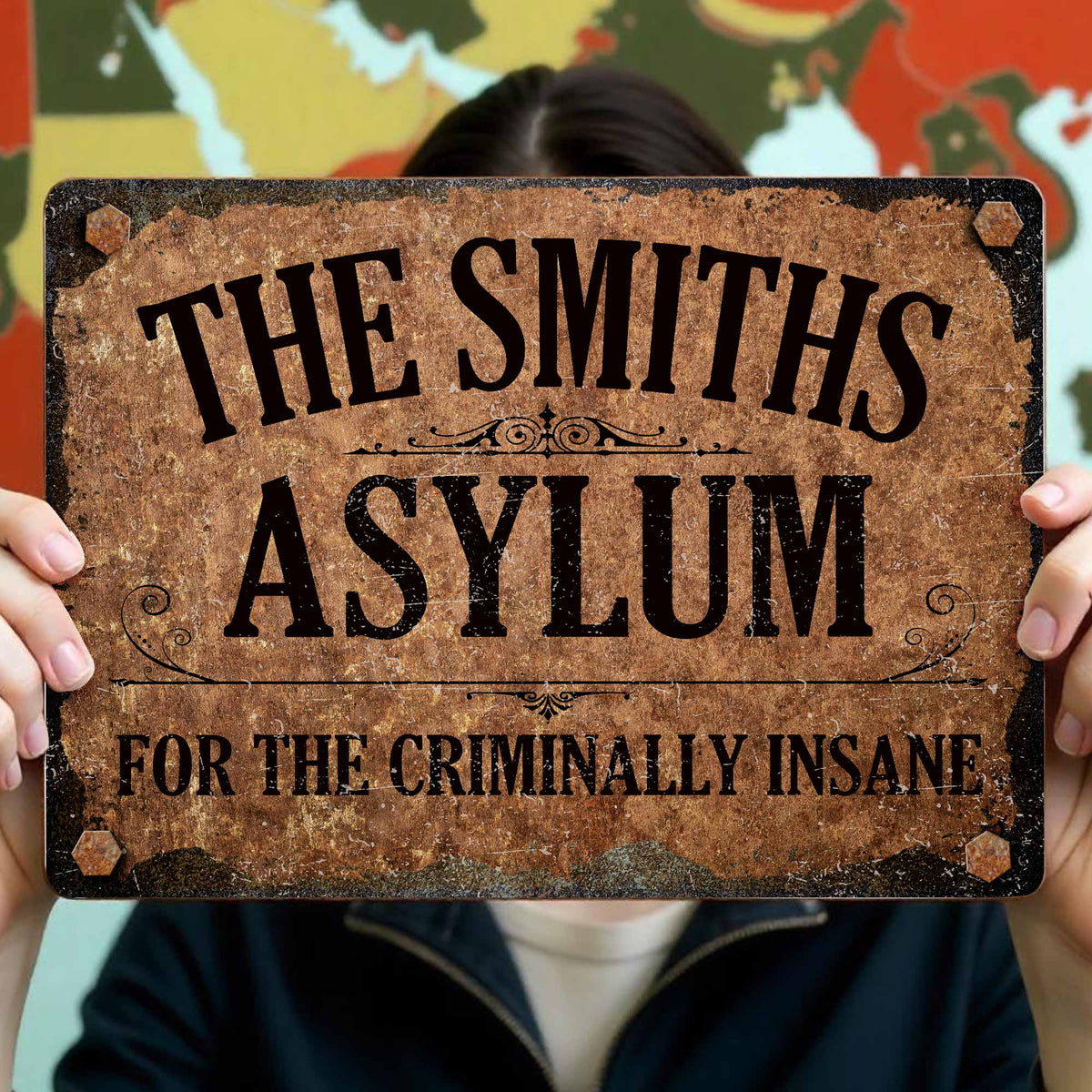 For The Criminally Insane Vintage Sign - Personalized Metal Sign - HALW016_MSIGN