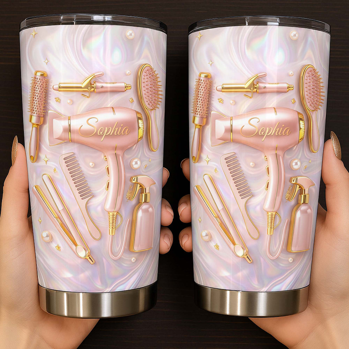 Hair Stylist Life Is Beautiful With Hair Dryer And Tools - Personalized Custom Stainless Steel Tumbler 20oz 30oz - HOB119_TB