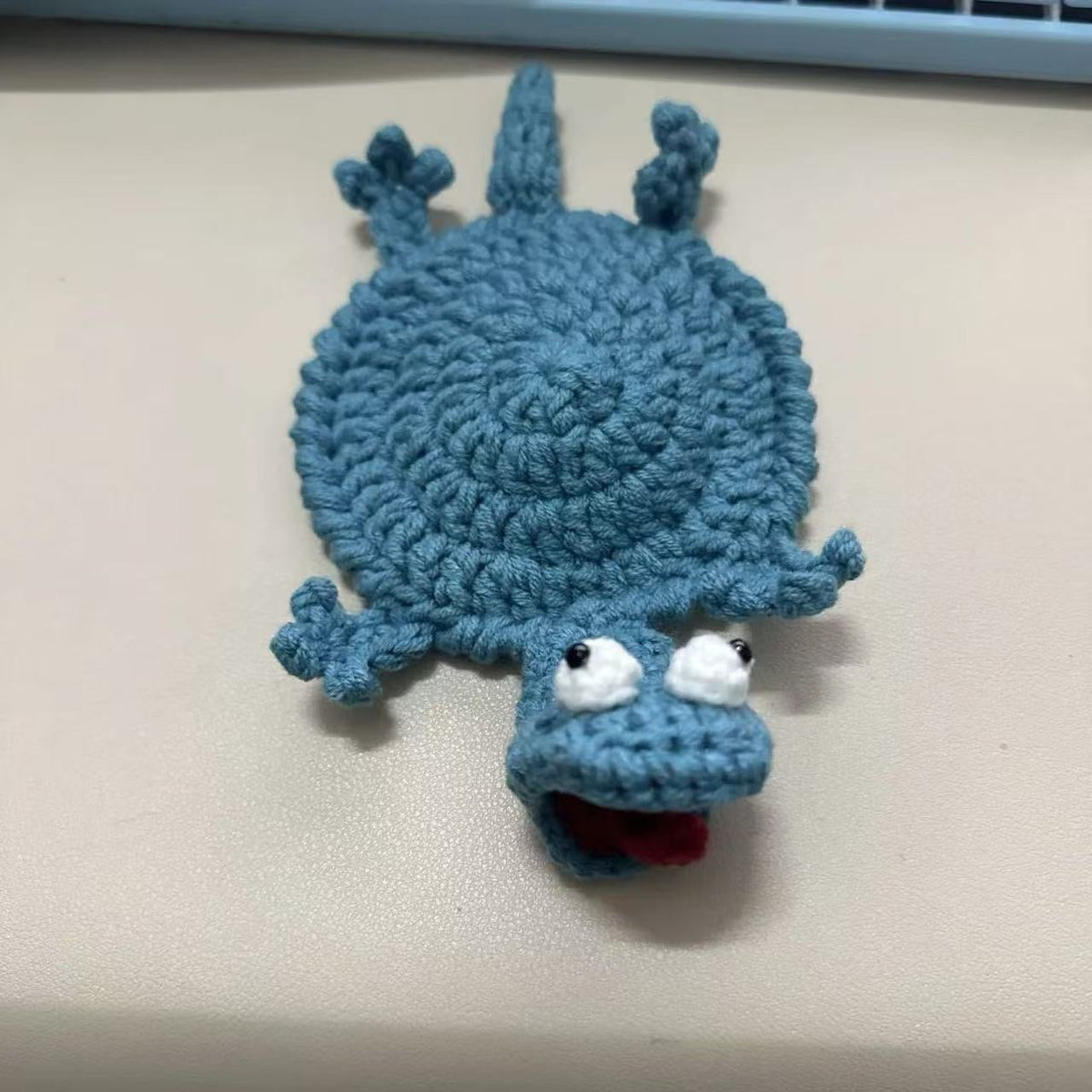 Handmade Crochet Frog Coaster – Cute Animal Cup Mat