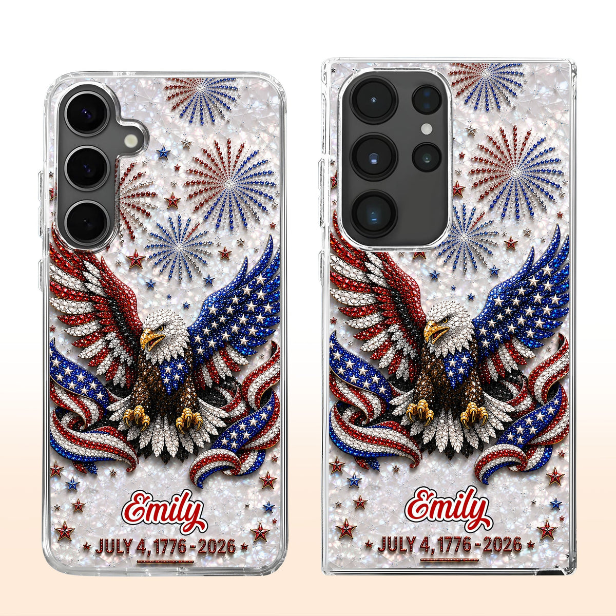 Independence Day Bald Eagle With American Flag And Fireworks - Personalized Clear Phone Case - INDE487_PHC
