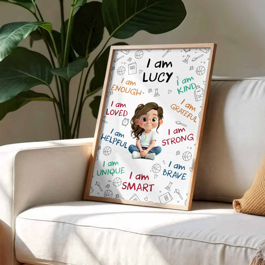 I Am Enough, Loved, Helpful, Unique, Smart - Personalized Custom Vertical Poster - KID243_VPOS