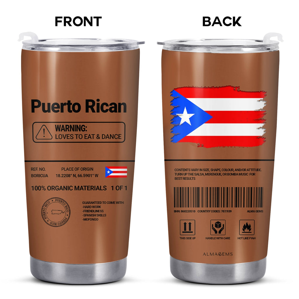 Puerto Rican Nutrition Facts - Personalized Custom Stainless Steel Tumbler 20oz 30oz - LA037_TB