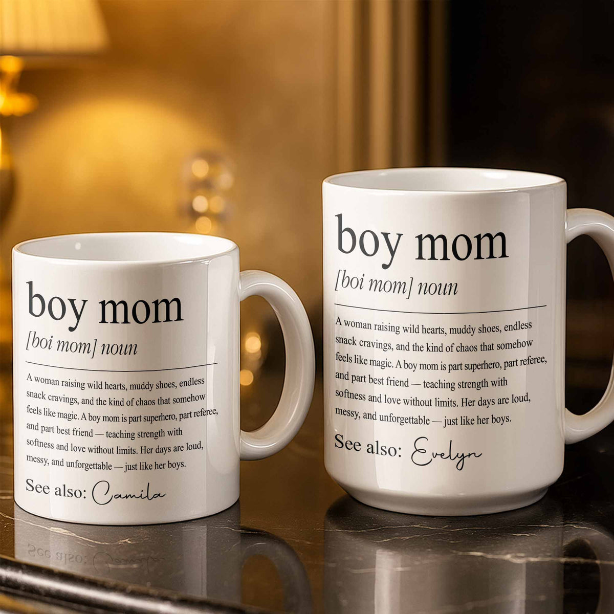 Boy Mom Raising Wild Hearts Dictionary Definition Typography - Personalized Custom Coffee Mug - MOM295_MG