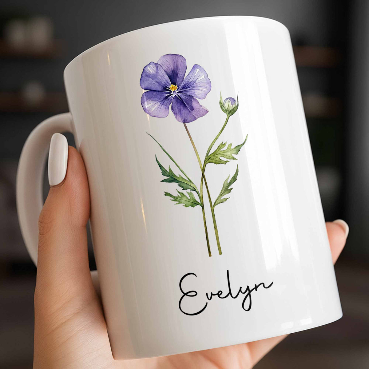 Boy Mom Definition With Custom Birth Month Flower Design - Personalized Custom Coffee Mug - MOM381_MG
