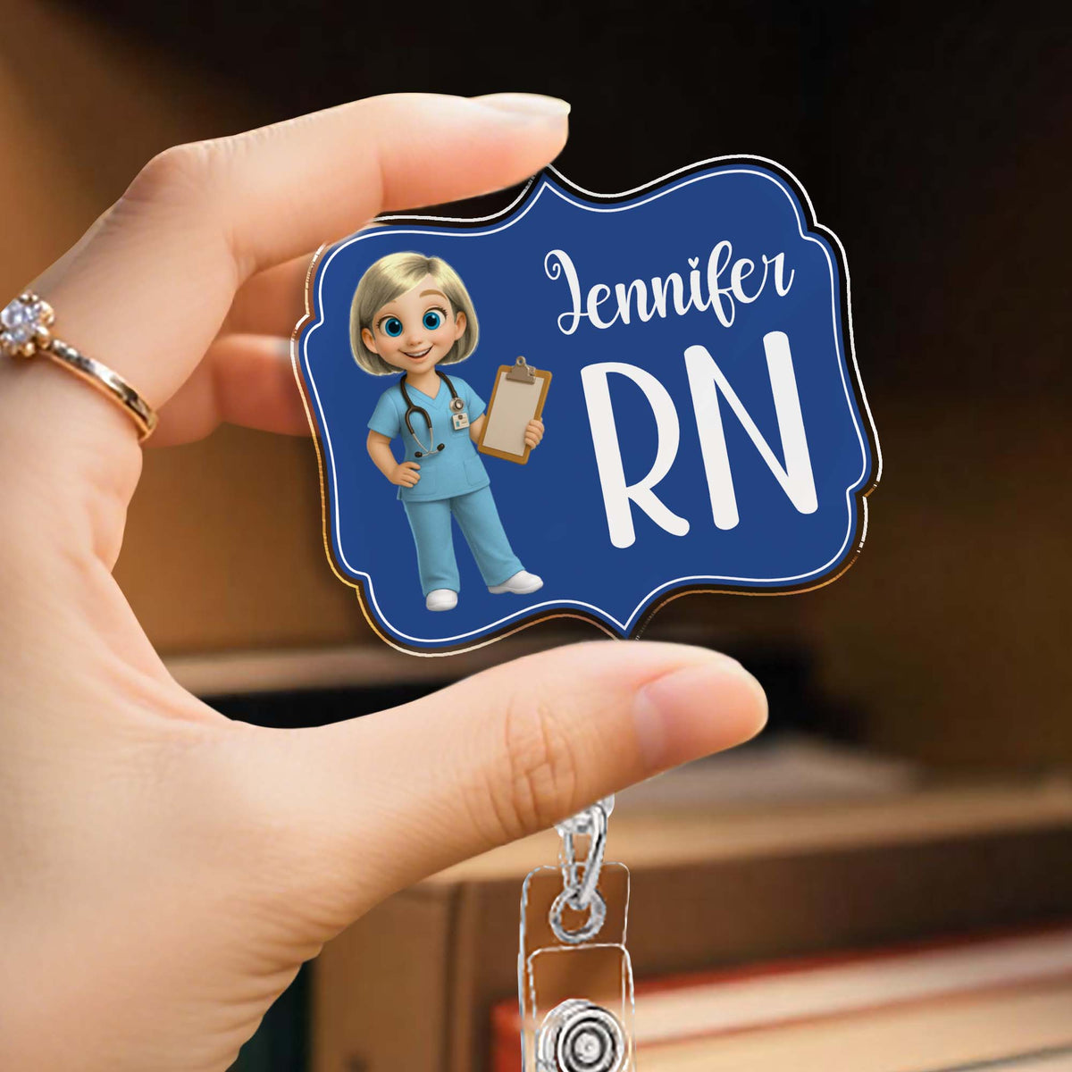 Custom Cheerful Cartoon Nurse Badge Reel - Custom Acrylic Badge Reel - NUR014_AREEL