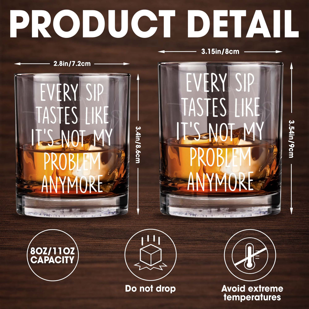 Every Sip Tastes Like It's Not My Problem Anymore - Personalized Custom Whiskey Glass - RETIRE015_RWG