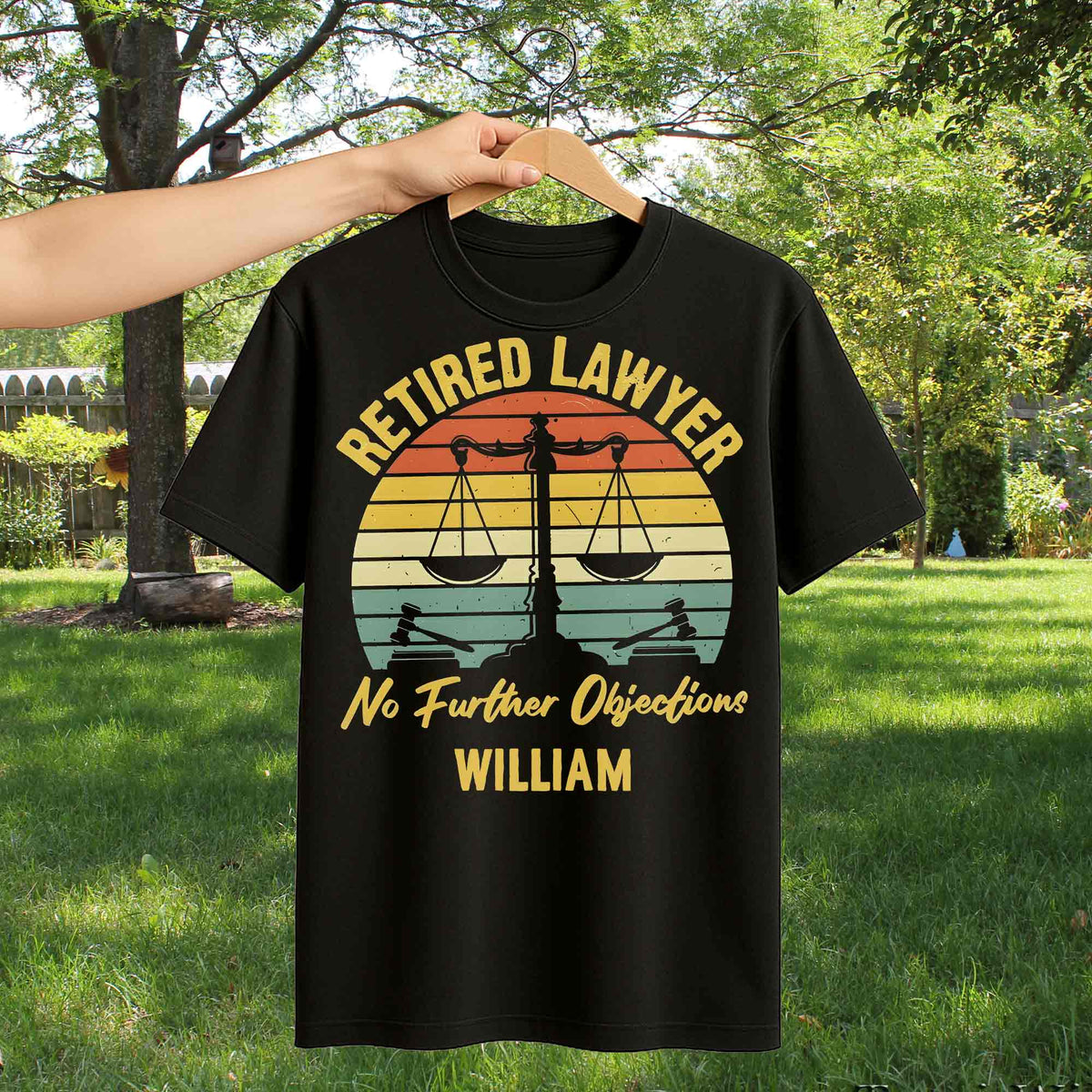 Retired Lawyer No Further Objections Retro Scales Justice Gavel - Personalized Custom Unisex T-shirt, Hoodie - RETIRE232_BBAS