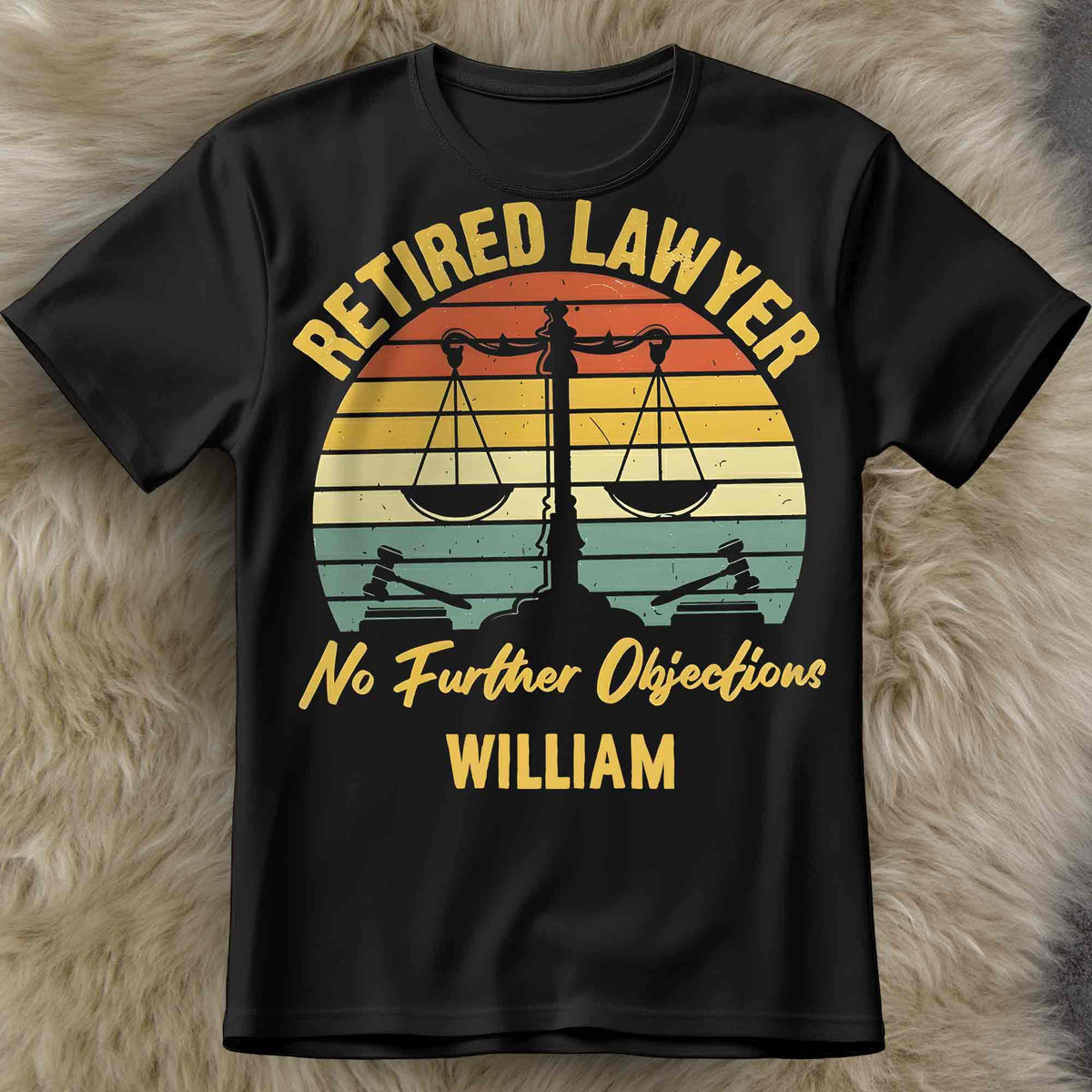 Retired Lawyer No Further Objections Retro Scales Justice Gavel - Personalized Custom Unisex T-shirt, Hoodie - RETIRE232_BBAS