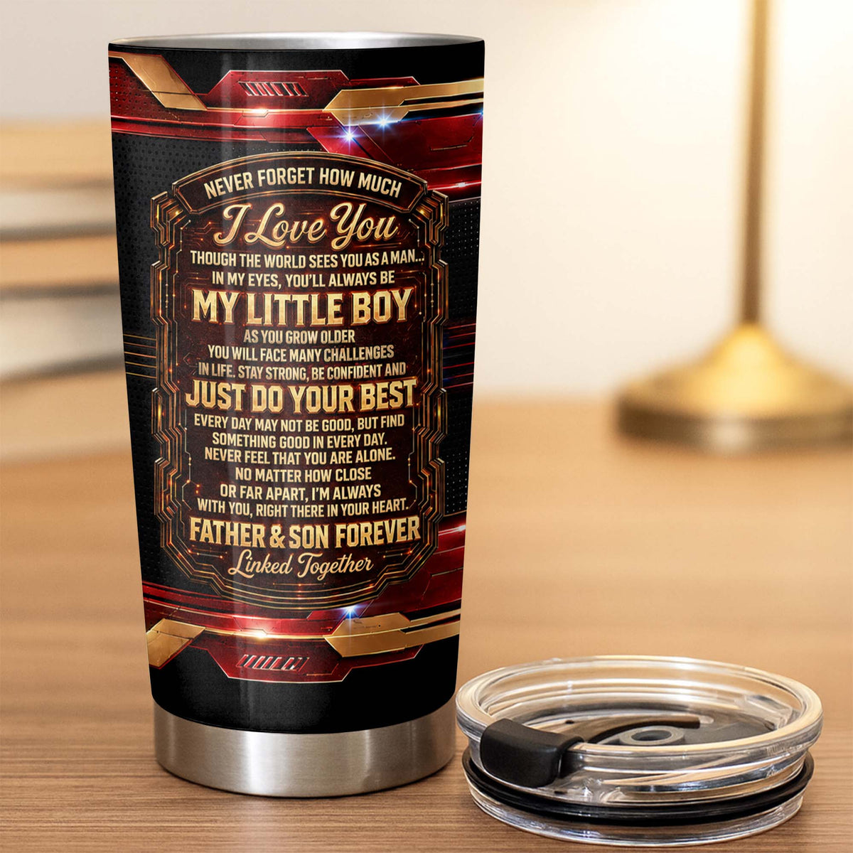 To My Son Never Forget How Much I Love You Robot Fist Bump - Personalized Custom Stainless Steel Tumbler 20oz - SON279_USTUM
