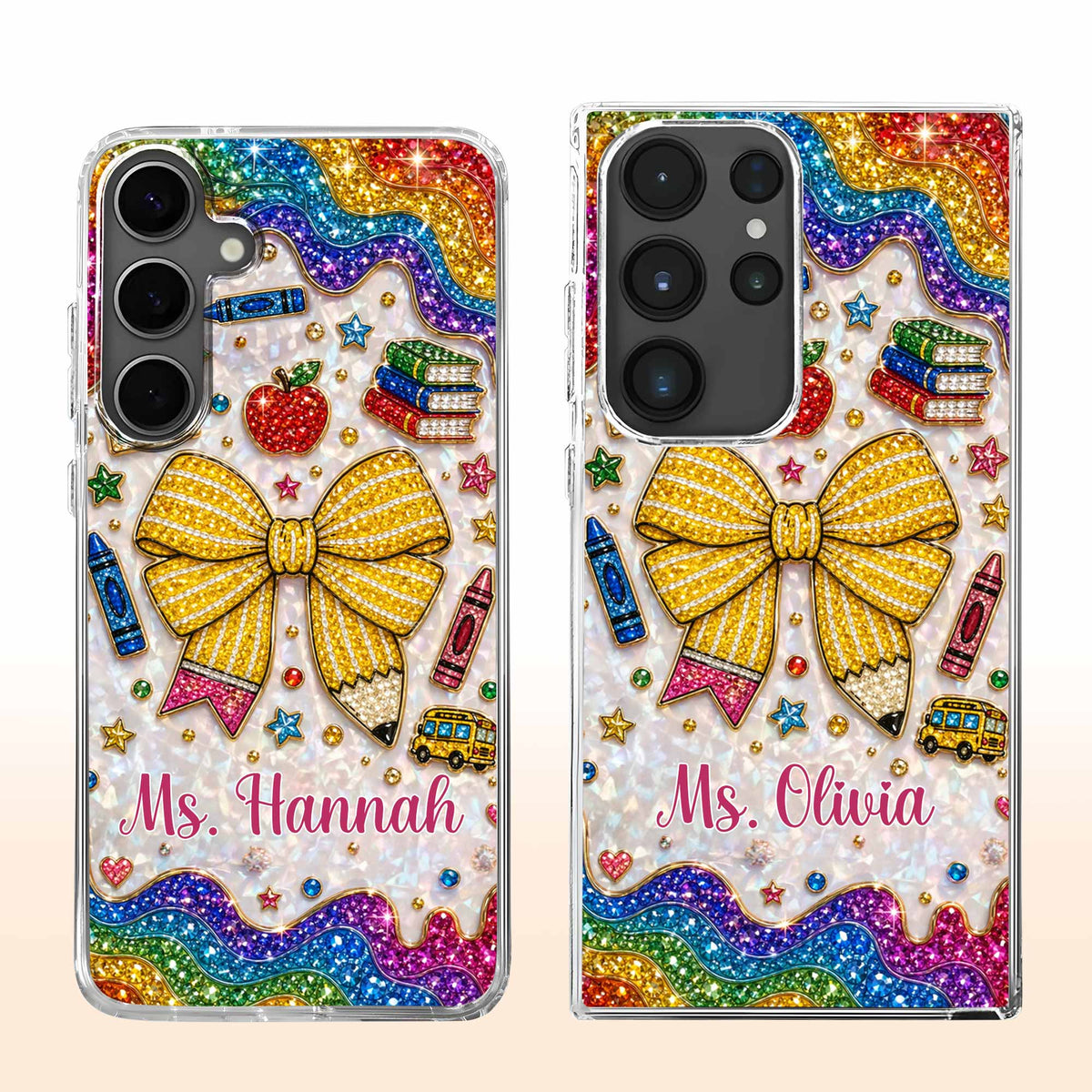 Teaching Is A Work Of Heart Pencil Bow And Apple - Personalized Clear Phone Case - TEACH098_PHC