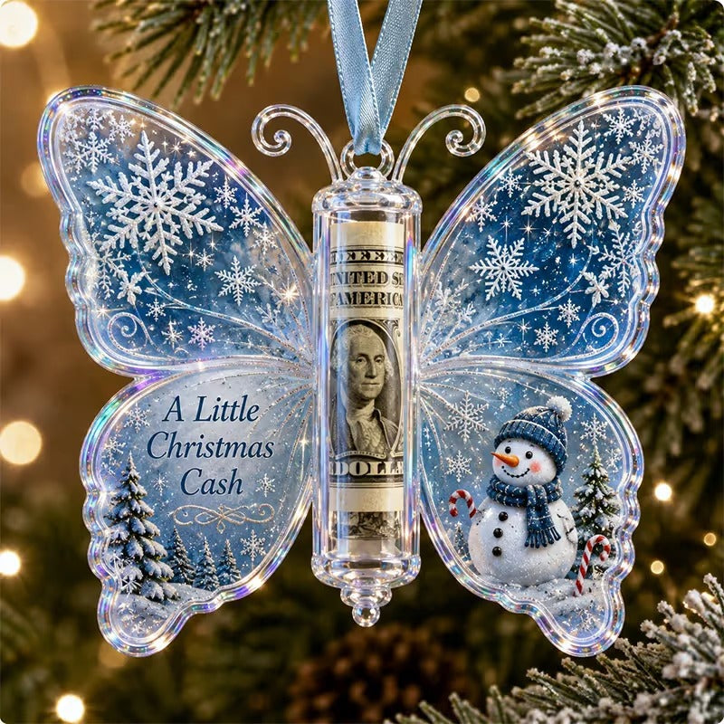 🦋💵 3D Embossed Butterfly Christmas Cash Gift Ornament – Holiday Money Holder Keepsake ✨