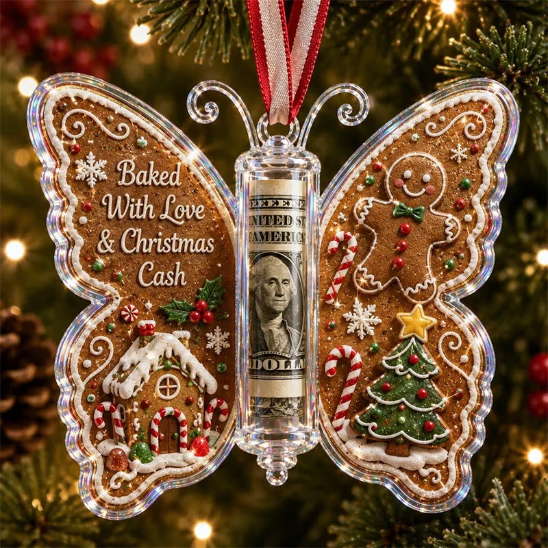 🦋💵 3D Embossed Butterfly Christmas Cash Gift Ornament – Holiday Money Holder Keepsake ✨