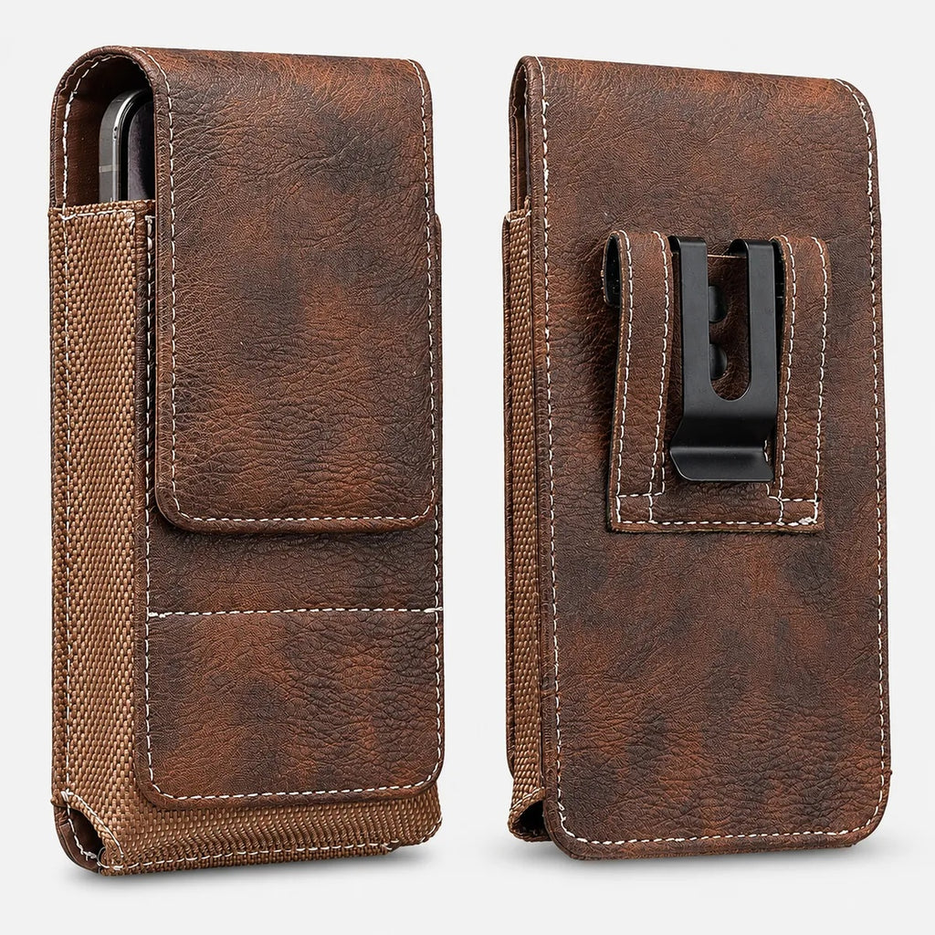 ⚡Waist Belt Cell Phone Pouch 📱 Multi-Pocket Leather Holster with Card Holder