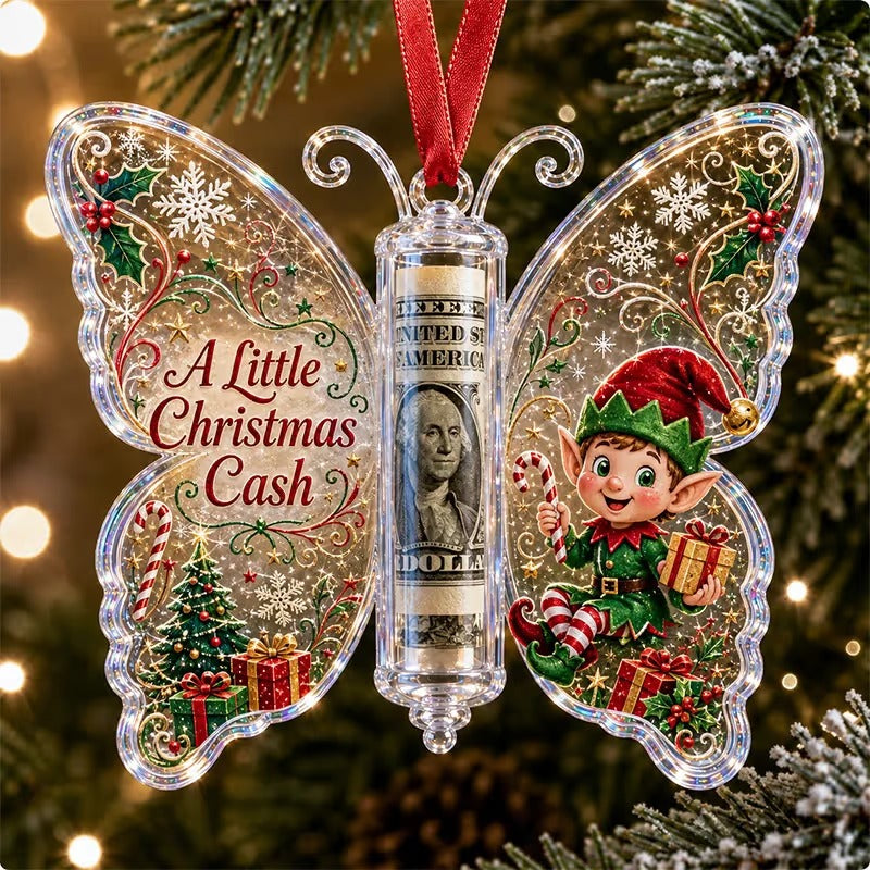 🦋💵 3D Embossed Butterfly Christmas Cash Gift Ornament – Holiday Money Holder Keepsake ✨